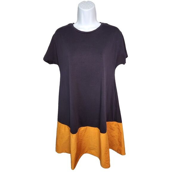 COS Colorblock Dress Womens XS Extra Small Navy Orange A Line Contrast Jersey - Picture 1 of 8